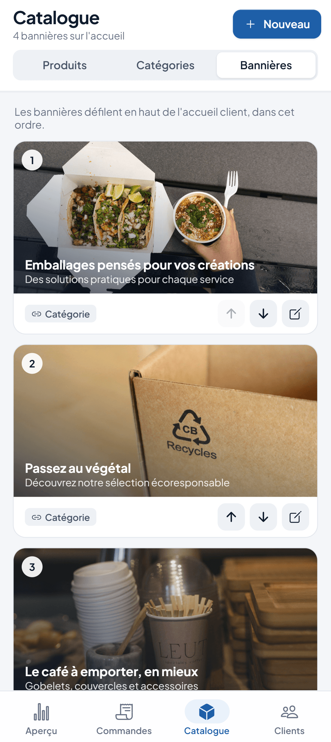 Gestion des bannières d'accueil avec contrôle de l'ordre