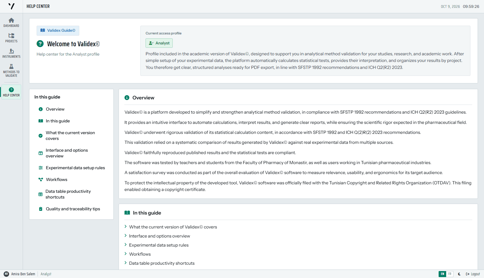Guide du centre d'aide pour le profil analyste